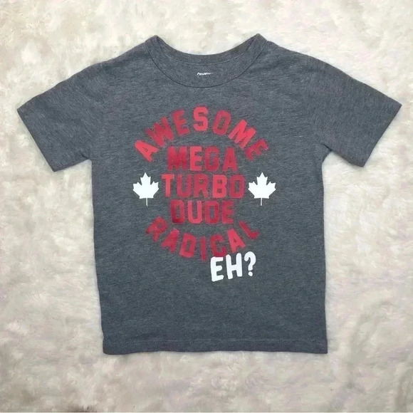 OshKosh Canada / Canada  Day T-Shirt Grey / Red / White Maple Leaves Size 4T - Picture 1 of 16